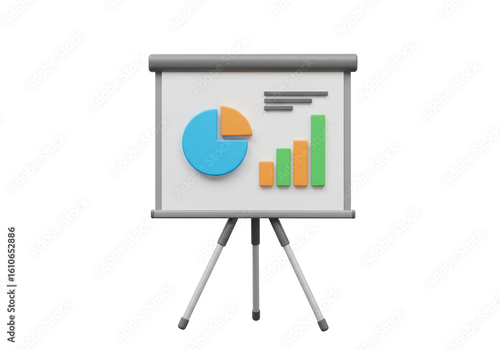 Poster isolated presentation board with pie chart and bar graph