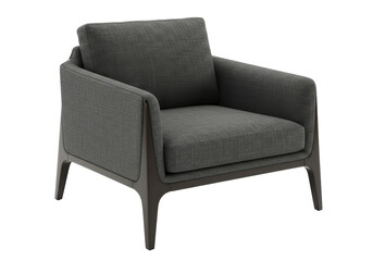 Isolated Modern Gray Armchair with Wood Trim