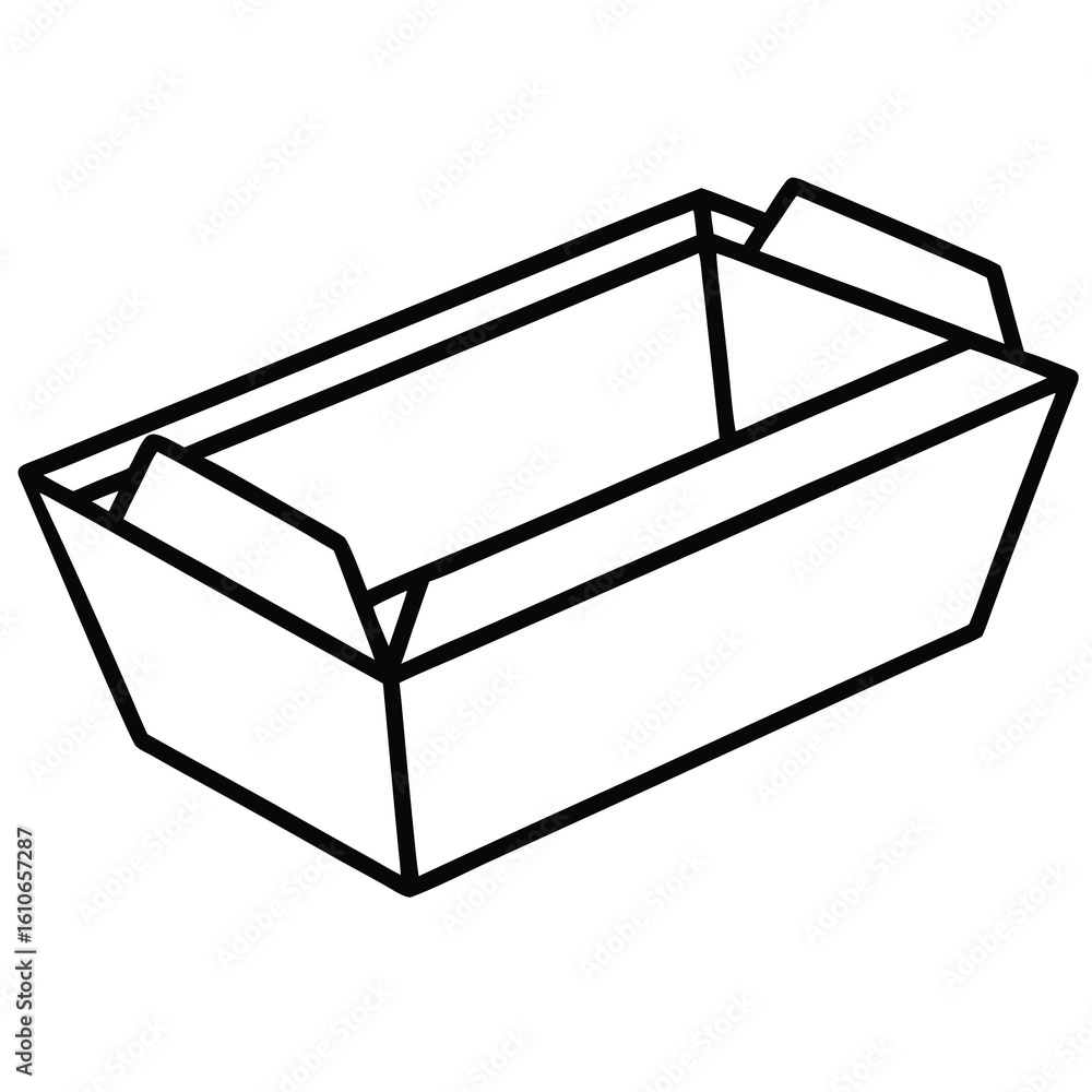 Aufkleber simple line drawing of an empty rectangular paper food tray ideal for baking or serving snacks and p