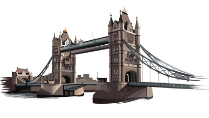 3d tower bridge in london color drawing vector
