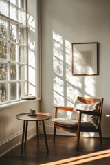 Fototapeta premium Cozy reading nook with natural light