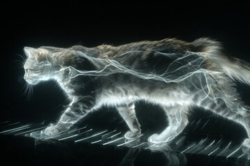 Ethereal Cat Walking on Piano Keys: A Mystical Fusion of Music and Feline Grace