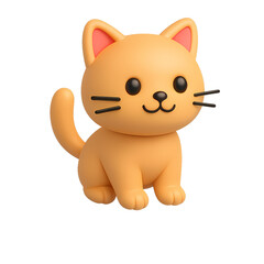 3d brơn cat on white background. Realistic 3d high quality isolated render	
