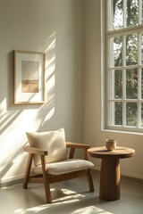 Fototapeta premium Cozy reading corner with natural light and plants