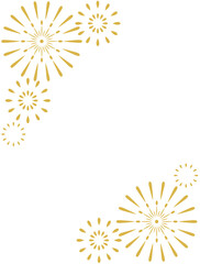 金色イメージの花火のイラストのカード　縦型バージョン