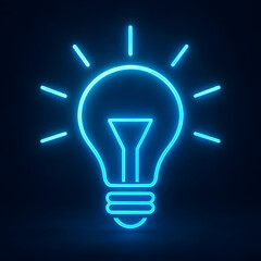 Fototapeta premium Neon Light Bulb Icon for Innovation