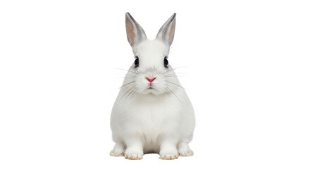 Fototapeta premium Adorable White Rabbit On Black Background