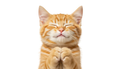 Obraz premium Adorable Ginger Kitten Praying