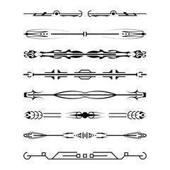 Set Black Simple Line Collection Doodle Border Elements Vector Design Style Sketch Isolated Illustration For Banner