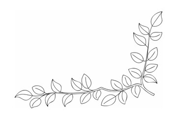 Obraz premium Decorative branch with leaves corner accent vector