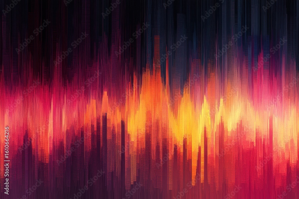 Poster colored music waveform spectrum creates vibrant display for audio visualization, colored music wavef