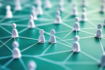 Connecting individuals through a network of relationships on a vibrant green background, network of connections on green background