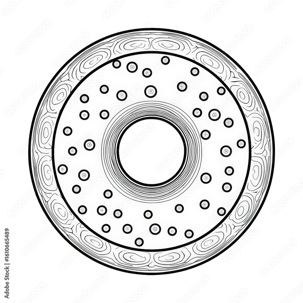 Poster stylized donut illustration with wood texture and sprinkles creating playful design on transparent b