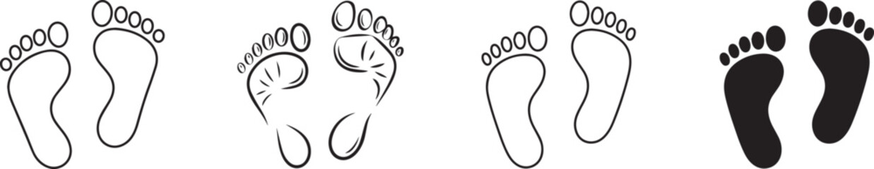 Bare Footprint Outline Icon  Human Footprints Symbol in PNG and Vector