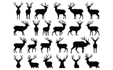 Deer Silhouette Pack – Graceful Forest Icons for Nature, Wildlife & Seasonal Projects