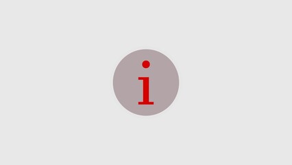Information icon with red letter i inside a grey circle on a white background
