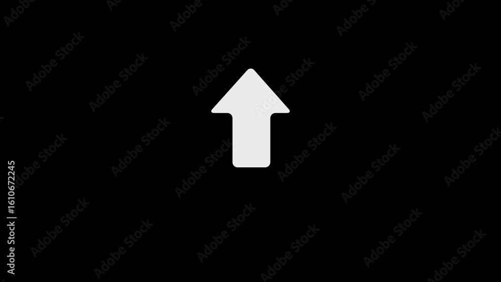 Poster simple white arrow pointing up on black background modern design element
