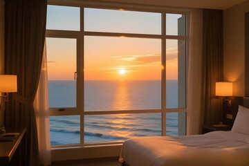 beautiful sunset on the beach view from bedroom