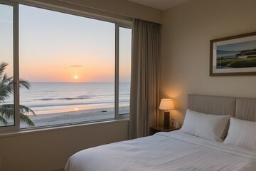 beautiful sunset on the beach view from bedroom