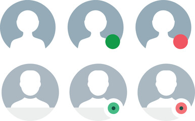 profile default avatar icon with active status. user account dp symbol with online offline status for social media app, website. and vector illustration 