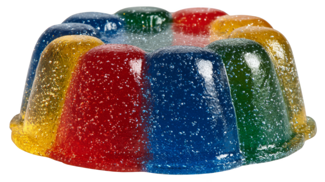 Rainbow layered jelly dessert, a vibrant and colorful culinary delight.