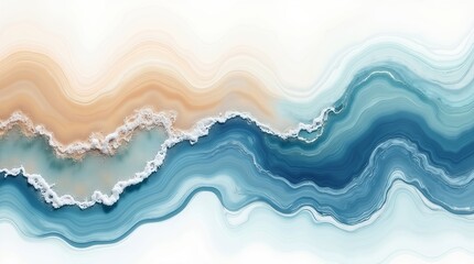 Faded Blue and Beige Abstract Paint Flow