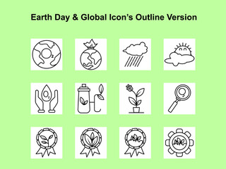 Earth Day & Environmental Icons – Clean Outline Vector Set
