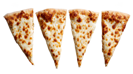 Four slices of delicious pizza with melted cheese and savory toppings delicious.