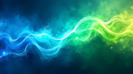 Neon Green Lightning Wave on Dark Canvas