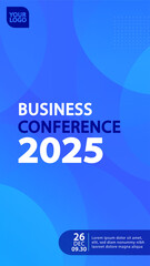 Obraz premium An editable flyer design for a corporate announcement or seminar. The professional blue abstract background and clean typography make this template perfect for any business event.