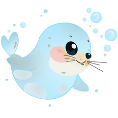 Little seal -blue bird with a baby