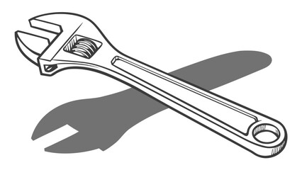 Adjustable wrench tool vector illustration for diy projects home repair plumbing and automotive maintenance work