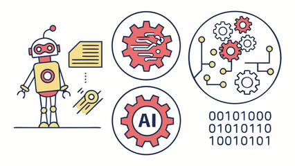 Fototapeta premium Ai artificial intelligence robot machine learning automation technology future innovation concept vector