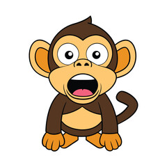 Obraz premium Scared Chimpanzee Vector Icon Illustration