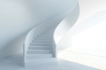 Fototapeta premium Spiral staircase leads to a bright, airy room