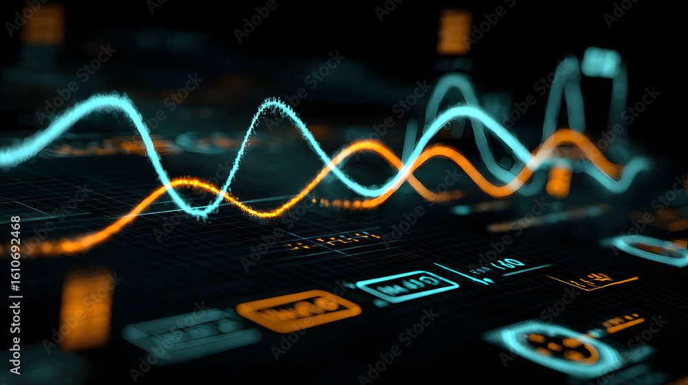 Poster digital waveform symphony: immerse yourself in the digital symphony of data, where dynamic waveforms
