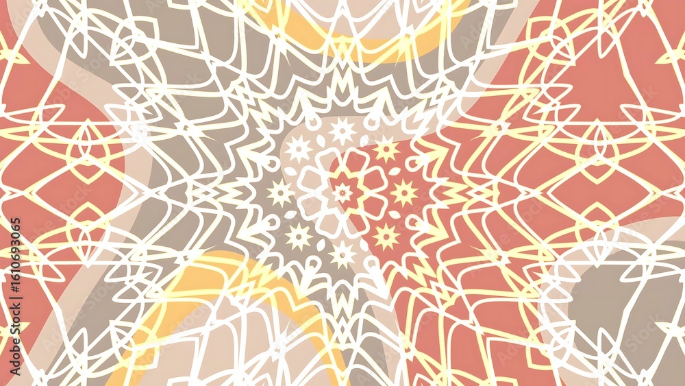 Aufkleber desertcore antique charm abstract kaleidoscope pattern with star shapes and pastel colors creating a