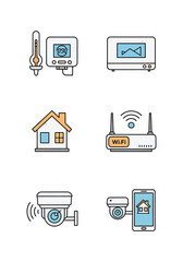 Illustrative depiction of smart home technology and connected devices, showcasing various components.