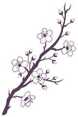 Cherry blossom branch silhouette, minimal and decorative.