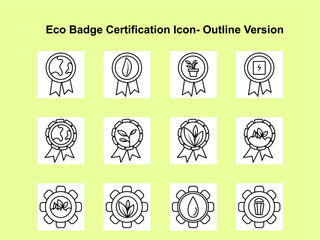 Eco Certification Badge Icons – Outline Vector Set for Green Labels