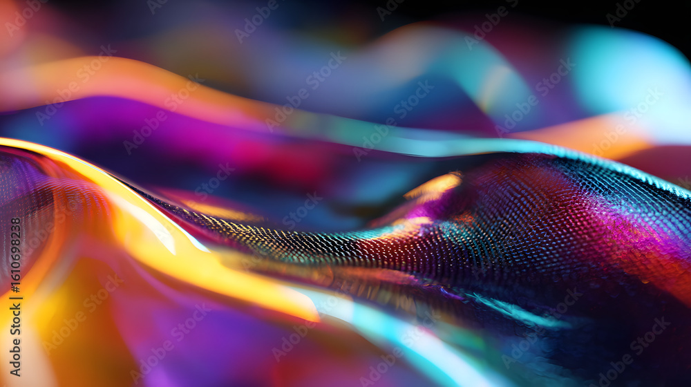 Poster abstract color wave: a vibrant and mesmerizing close-up captures the dance of light across an abstra
