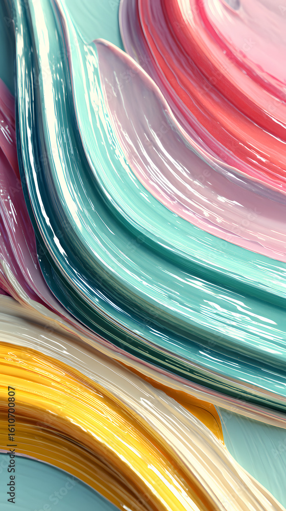 Poster artistic brushstrokes: a vibrant and textured abstract composition. bold colorful brushstrokes, show