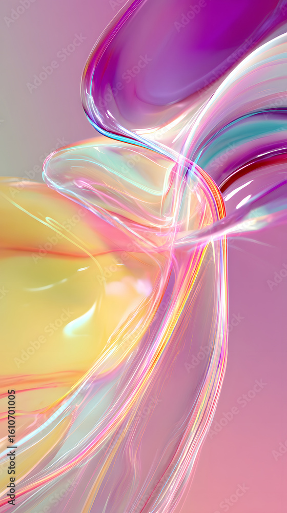 Aufkleber abstract fluidity: a captivating digital rendering showcases an abstract composition of flowing, tra