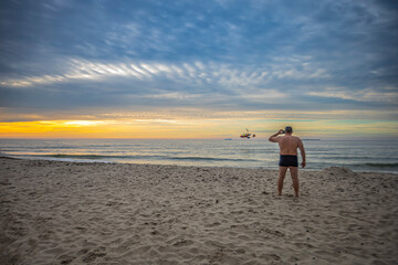 Baltic Sea beach at sunset