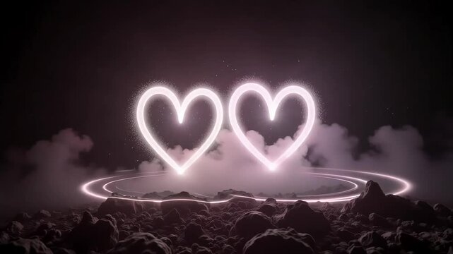 Romantic Heart Light Animation 4K Stock Video.