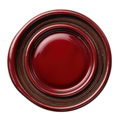 A glossy red wax seal with a textured surface, suggesting a sense of tradition and formality, isolated on transparent background