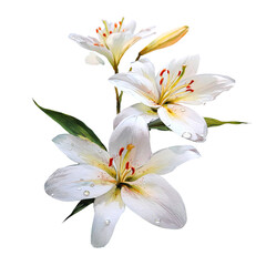 Fototapeta premium Beautiful white lily flower floral arrangement isolated on white background stock photo image design art