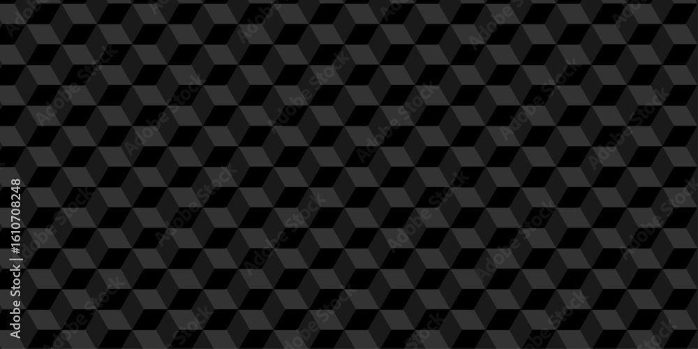 Poster abstract vector decoration black cube geometric tile and mosaic wall or grid hexagon technology wall