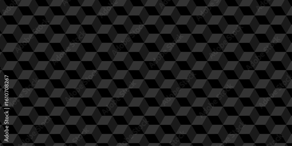 Poster abstract vector decoration black cube geometric tile and mosaic wall or grid hexagon technology wall