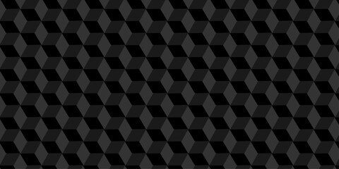 Fototapeta premium Abstract vector decoration black cube geometric tile and mosaic wall or grid hexagon technology wallpaper. black and gray geometric block cube structure texture background. 